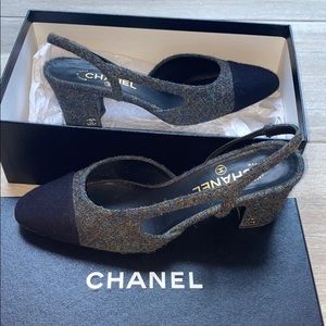 Chanel Slingback women’s shoe 39.5 in grey black